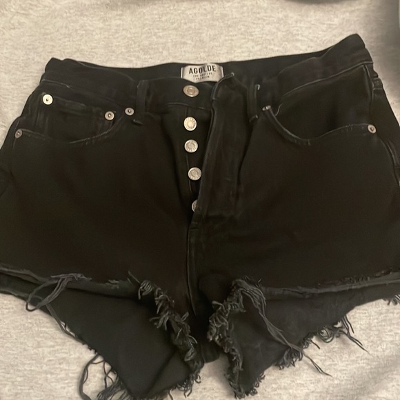 Agolde Black Denim Shorts - Picture 1 of 4
